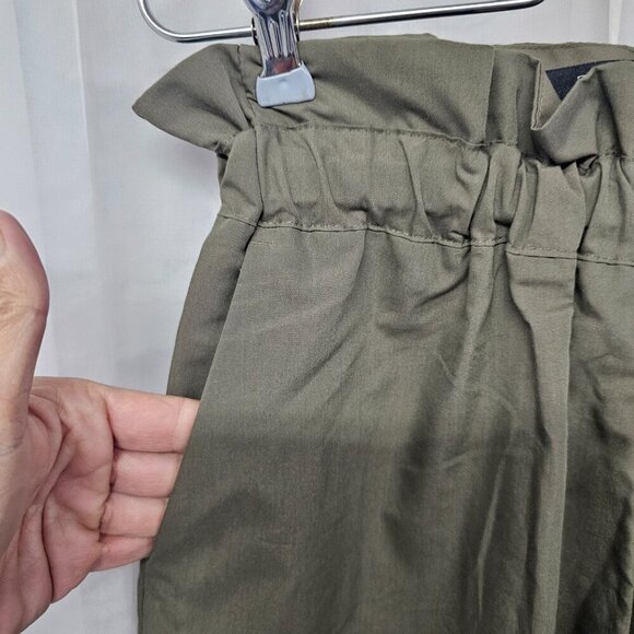 Zara Basic Olive Green Pants Straight Leg Cropped S - Picture 4 of 11